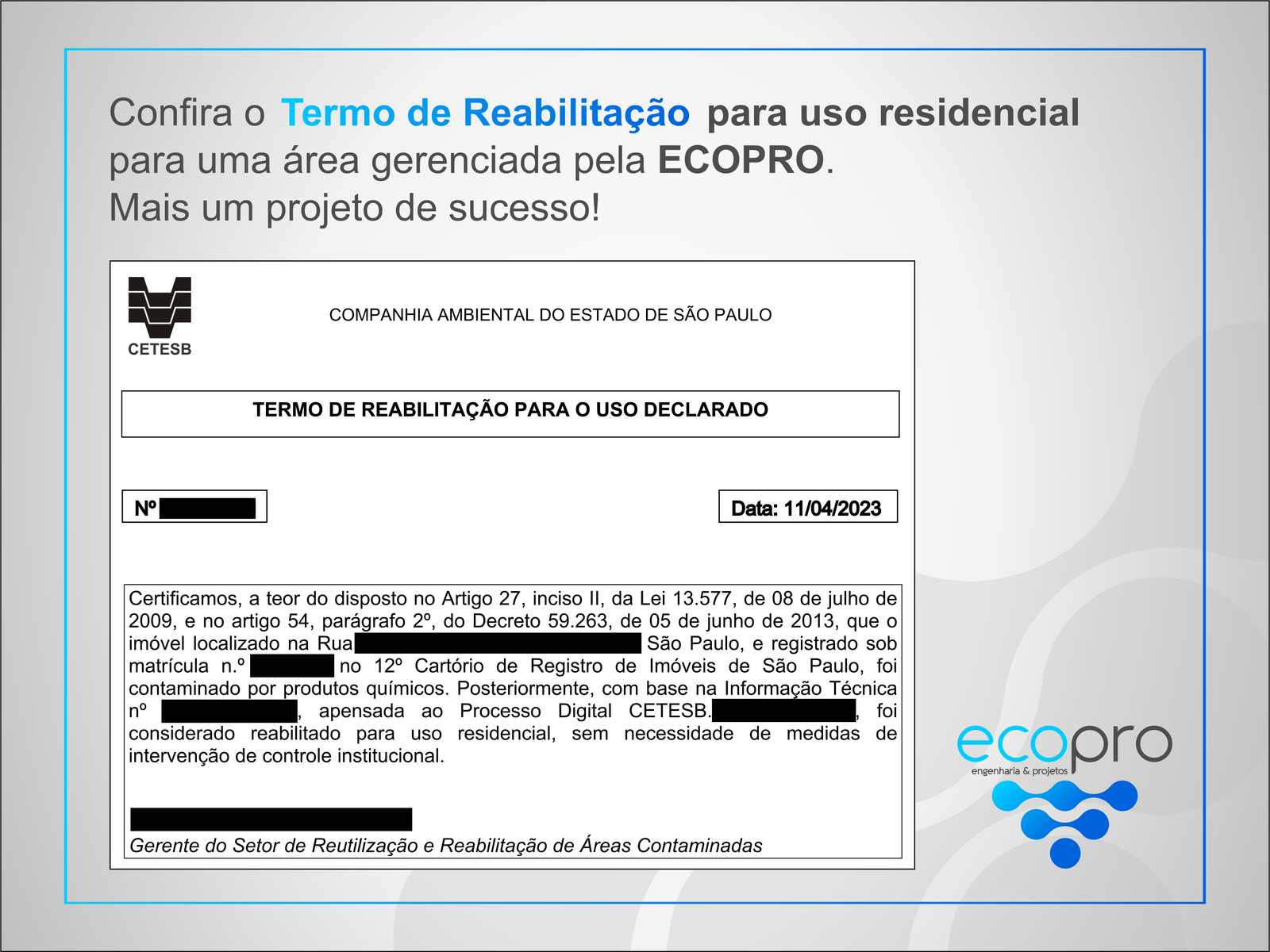 Termo de Reabilitação para Uso Residencial