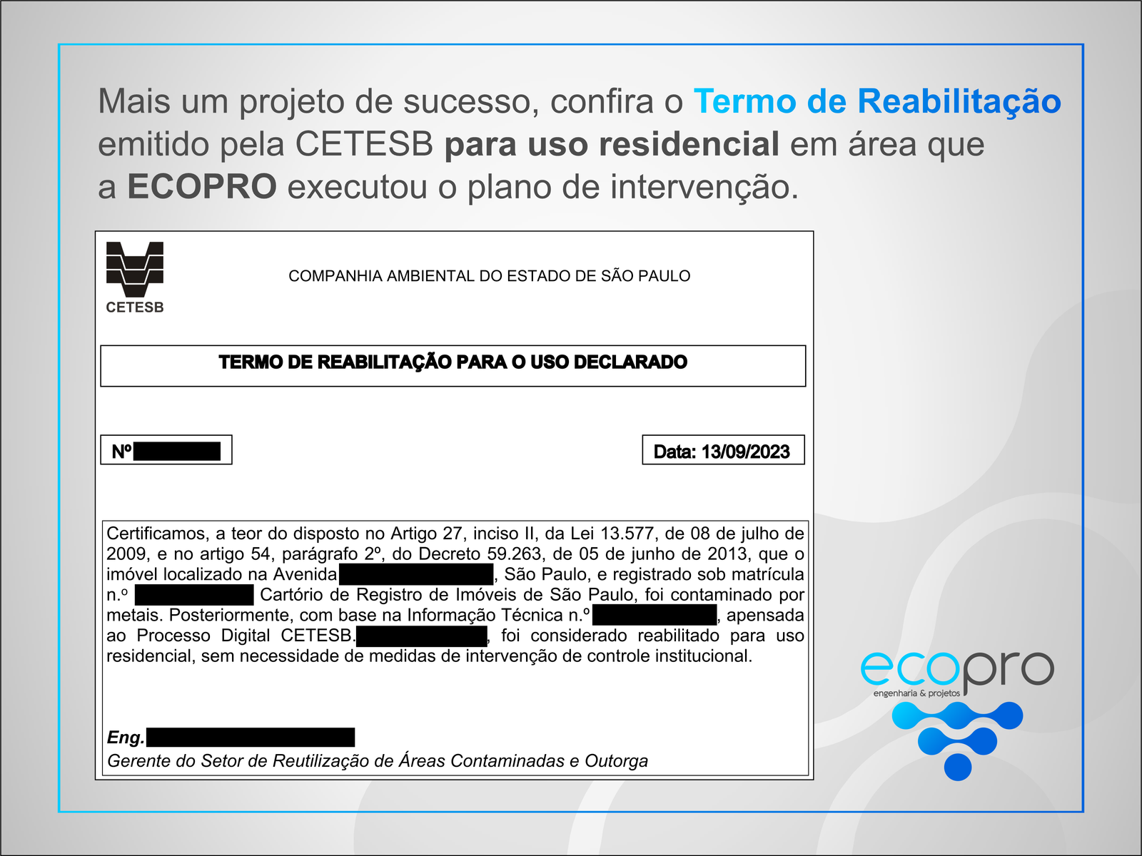 Termo de reabilitação para uso residencial